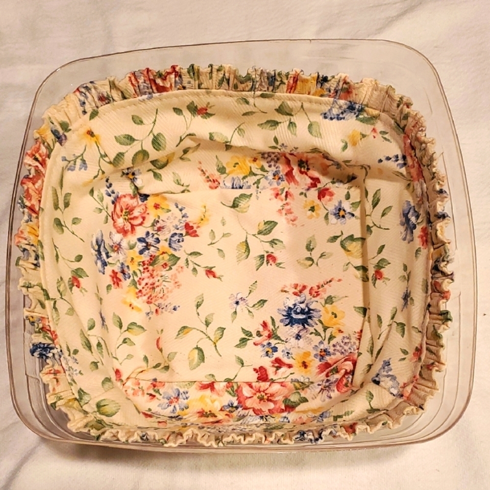 Longaberger Floral Ruffled Fabric & Plastic Liner